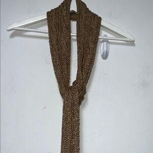 Jcrew cable knit gold metallic skinny scarf